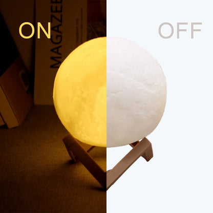 Moon Lamp LED Night Light with Stand - Starry Design, Battery-Powered