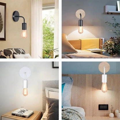 Nordic Retro Wall Lamp with Wooden & Iron Design