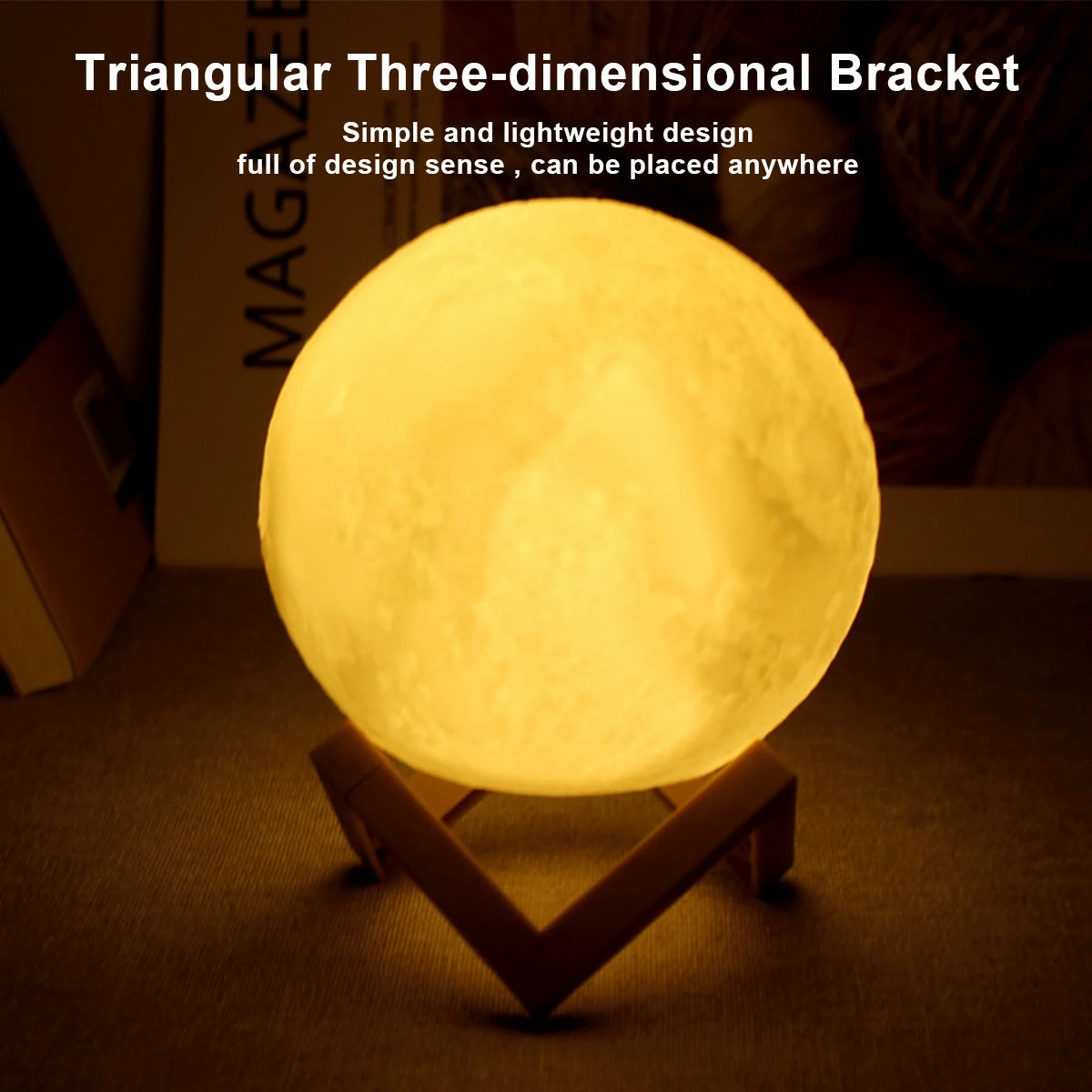 Moon Lamp LED Night Light with Stand - Starry Design, Battery-Powered