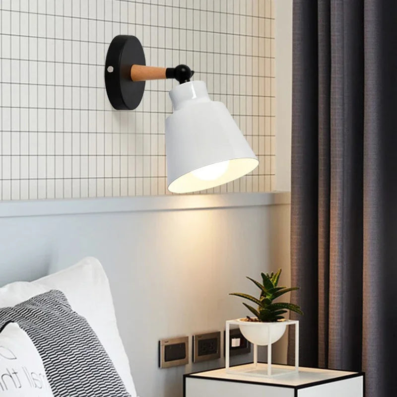 Nordic Solid Wood LED Wall Lamp