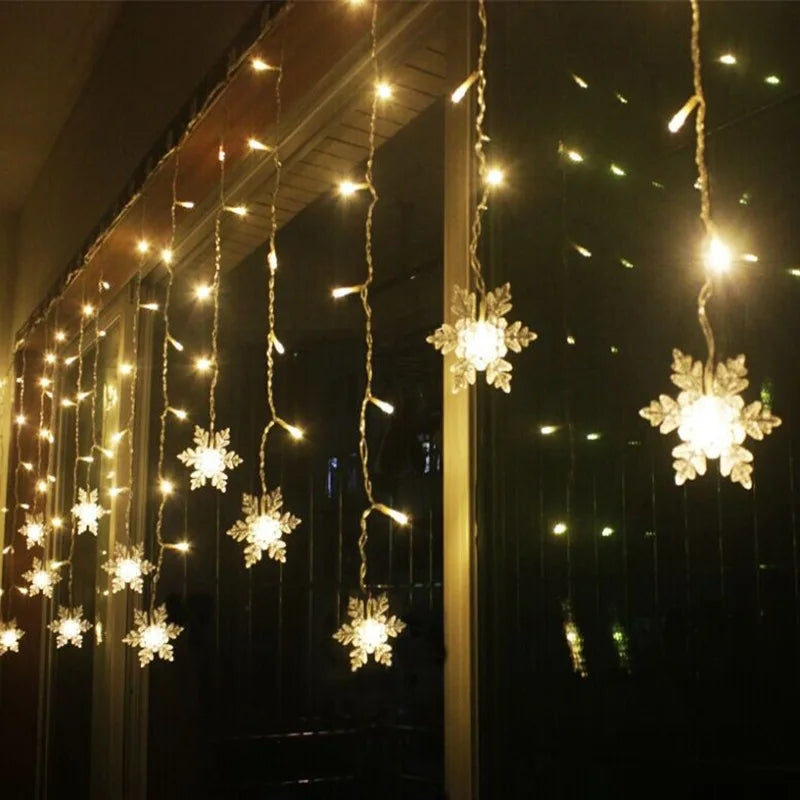 LED Snowflake Icicle Lights