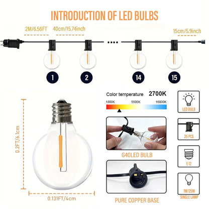 Waterproof LED G40 Ball String Lights