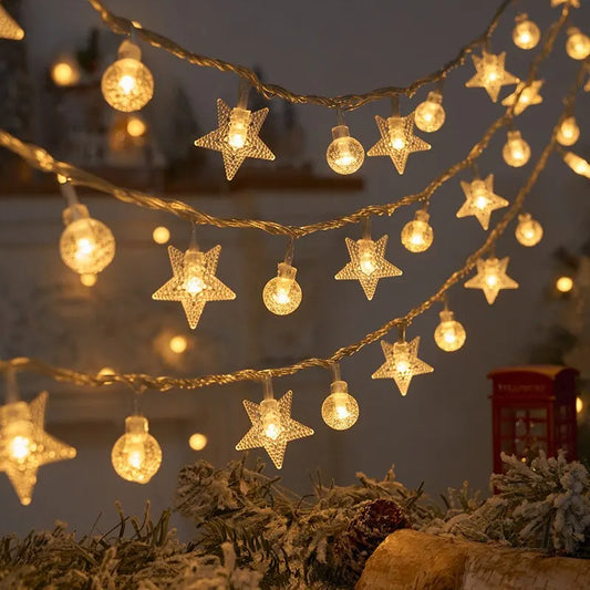 1.5M Pentagram Snowflake LED String Lights